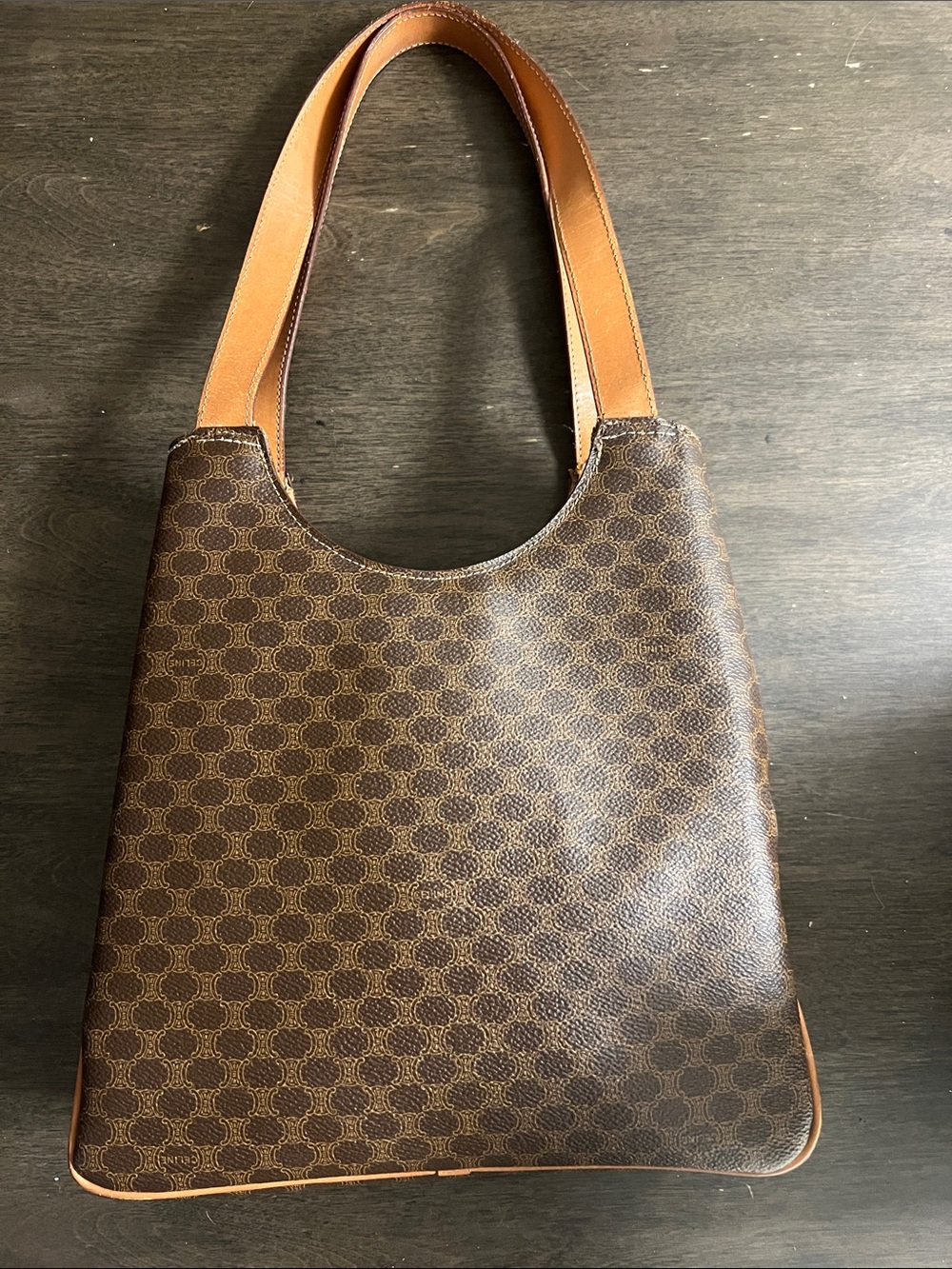 Celine Brown & Tan Monogram Canvas Shoulder Bag - Picture 2 of 8